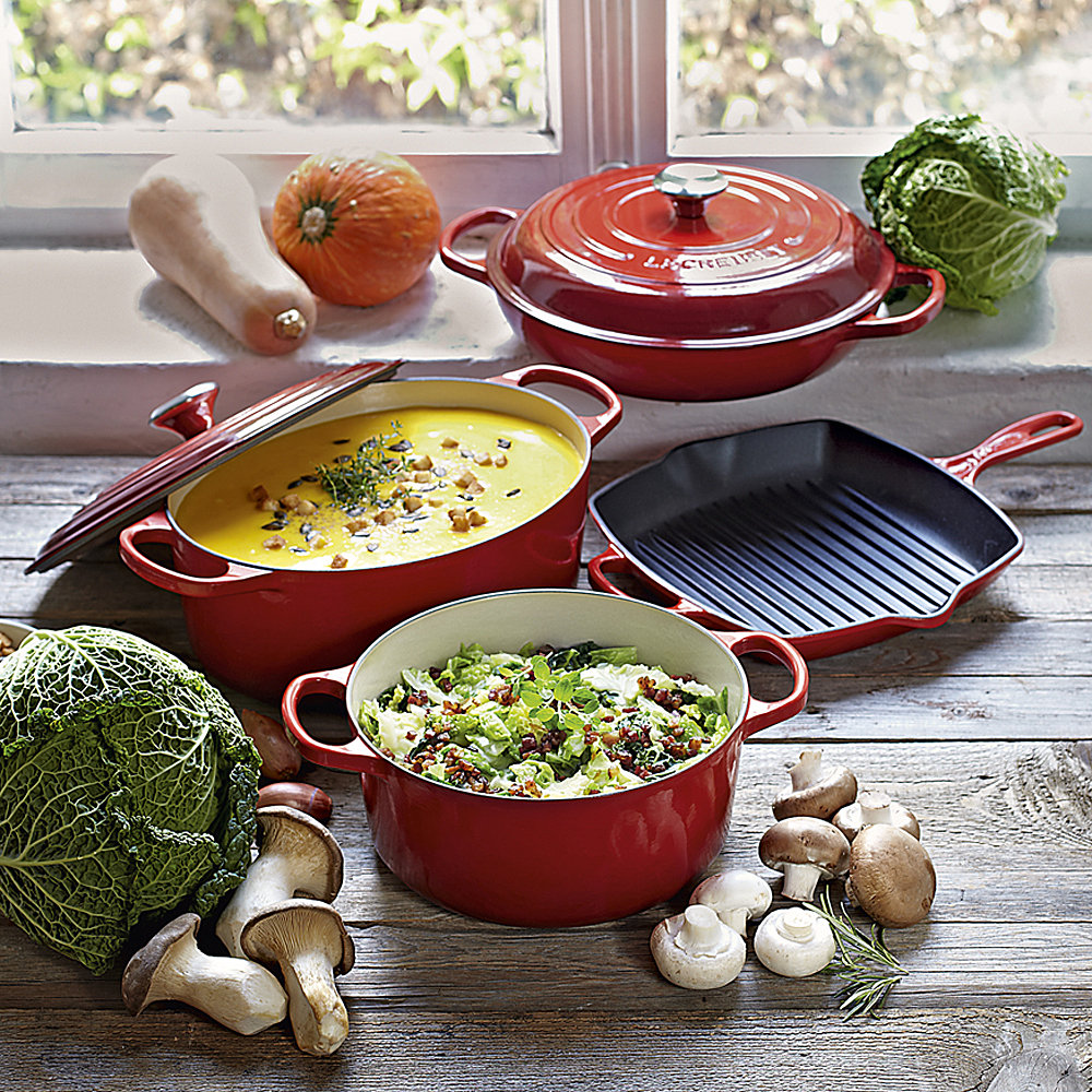 Le Creuset Гусятниця / жаровня з довгою ручкою 27 см, вишневий | https://grandposuda.com.ua