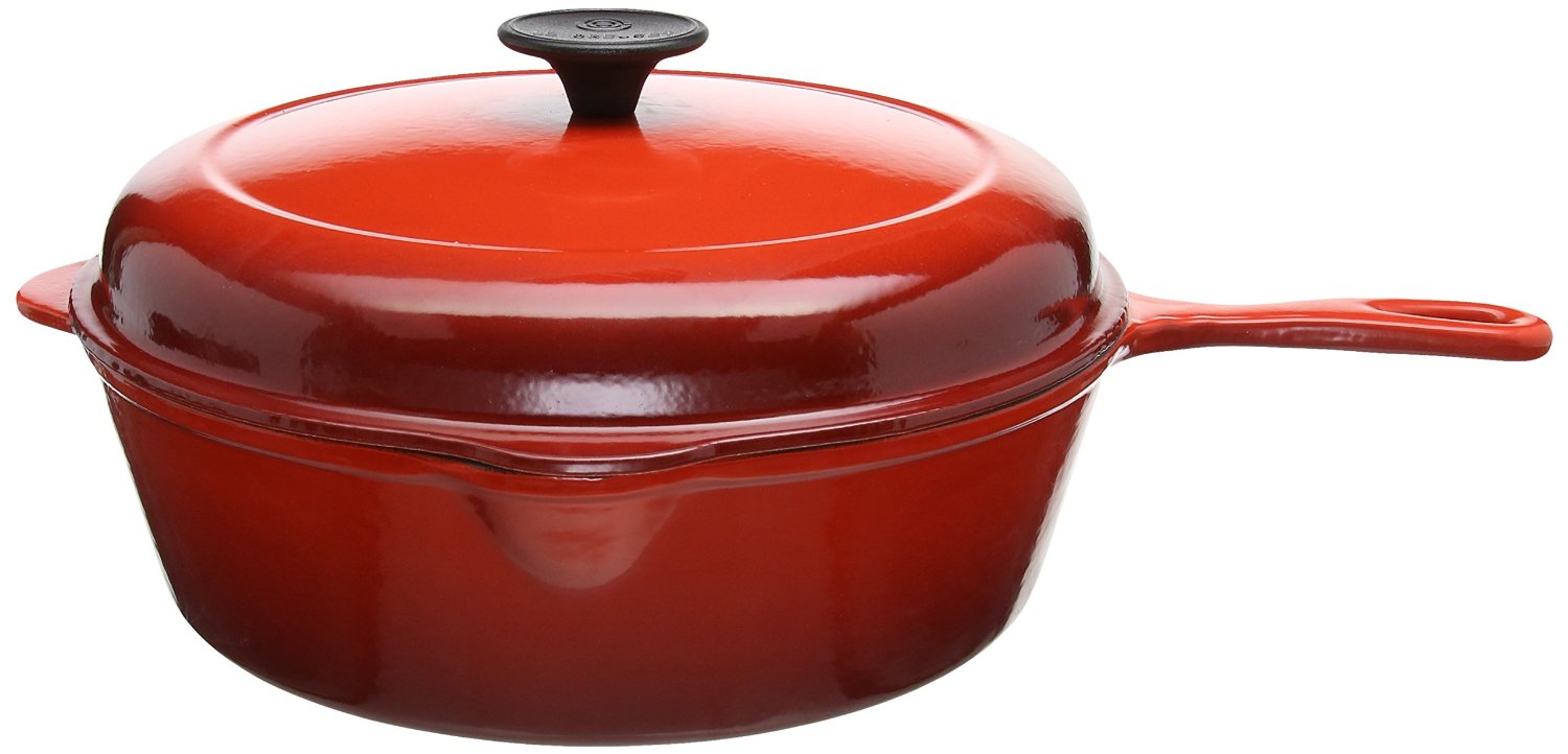 Le Creuset Гусятниця / жаровня з довгою ручкою 27 см, вишневий | https://grandposuda.com.ua
