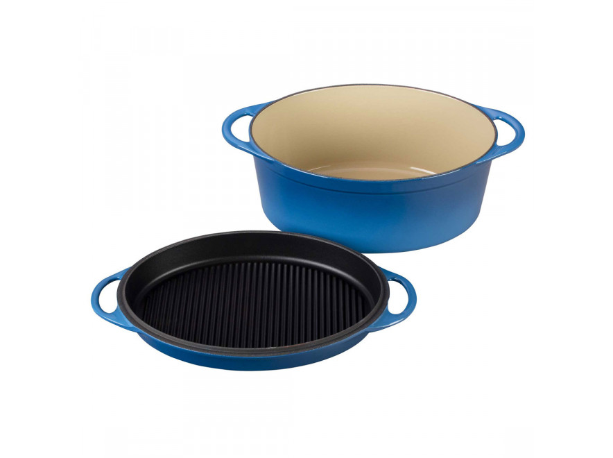 Le Creuset Гусятниця / жаровня с крышкой-сковородой гриль 32 см, Marseille | https://grandposuda.com.ua