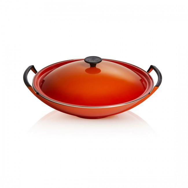 Le Creuset Сковорода Вок с крышкой 36 см, красная Cerise | https://grandposuda.com.ua