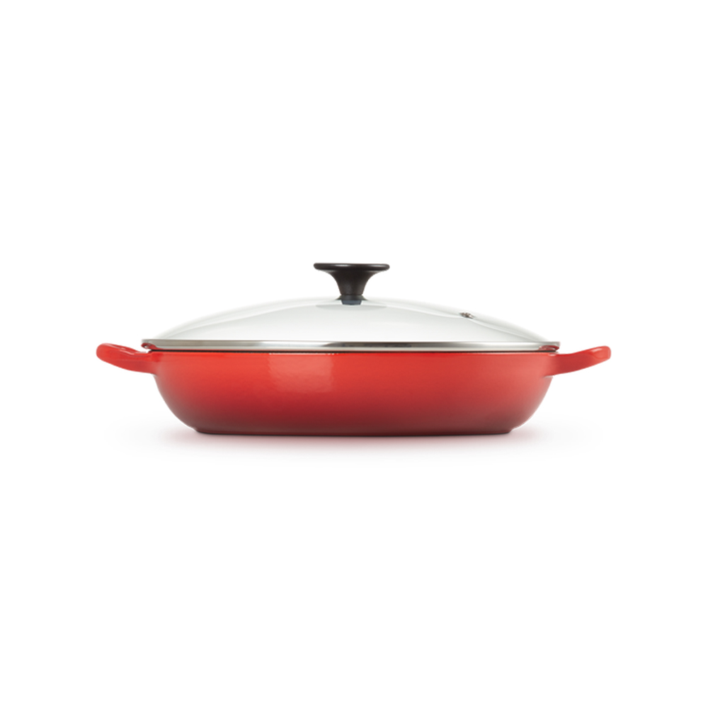 Le Creuset Каструля зі скляною кришкою низька 2,8 л Вишнева Cerise | https://grandposuda.com.ua