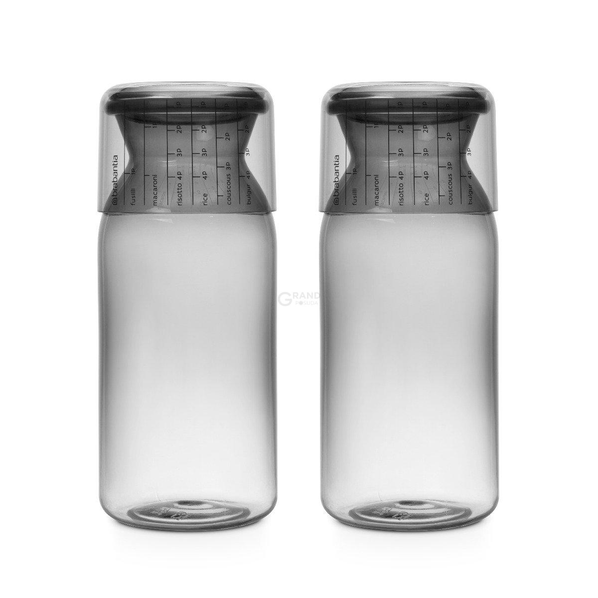 Brabantia Набір ємностей для зберігання з мірним стаканом темно-сірих 2 предмета | https://grandposuda.com.ua