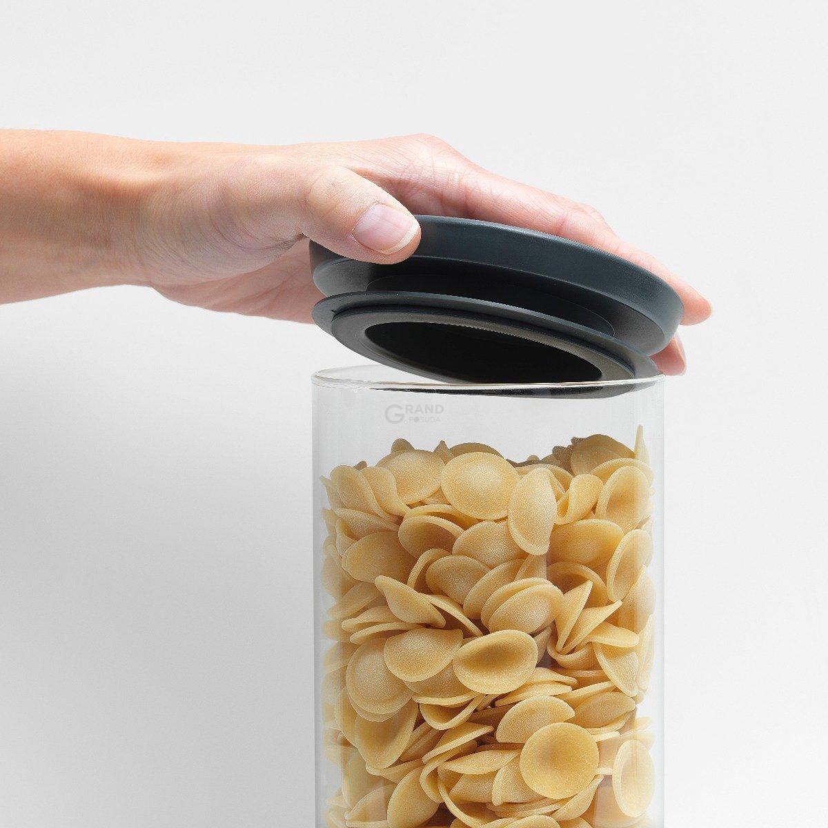 Brabantia Модульна скляна банка, темно-сіра кришка 1,9 л | https://grandposuda.com.ua