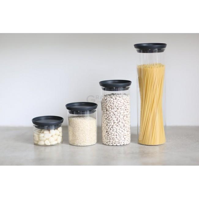 Brabantia Модульна скляна банка, темно-сіра кришка 1,1 л | https://grandposuda.com.ua
