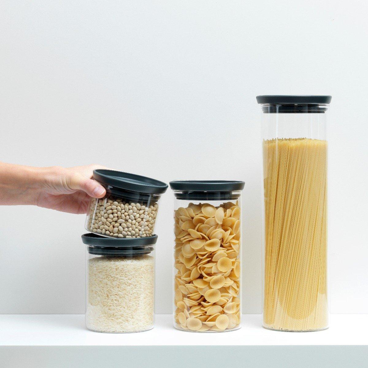 Brabantia Модульна скляна банка, темно-сіра кришка, 0,3 л | https://grandposuda.com.ua