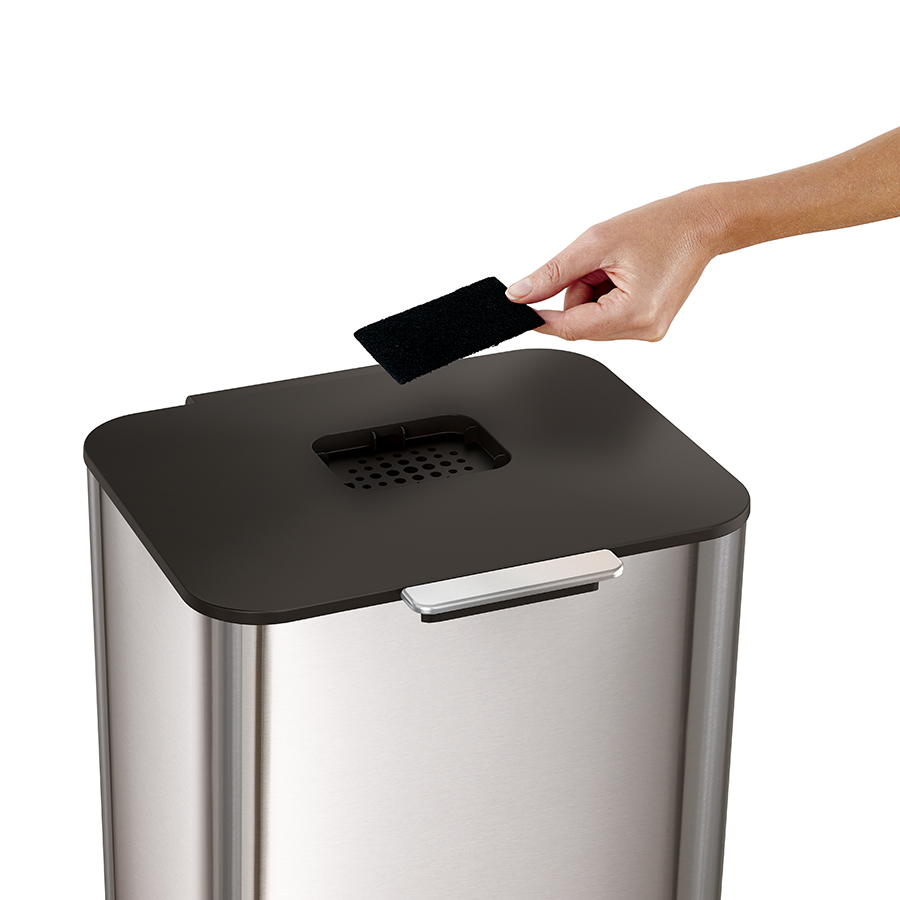 Joseph Joseph Контейнер для сміття з двома баками 60 л металік Totem Compact | https://grandposuda.com.ua