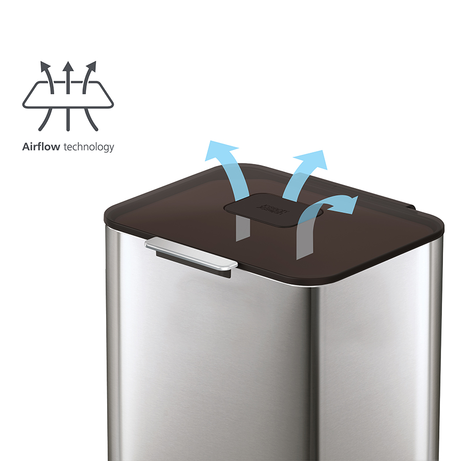 Joseph Joseph Контейнер для сміття з двома баками 60 л металік Totem Compact | https://grandposuda.com.ua