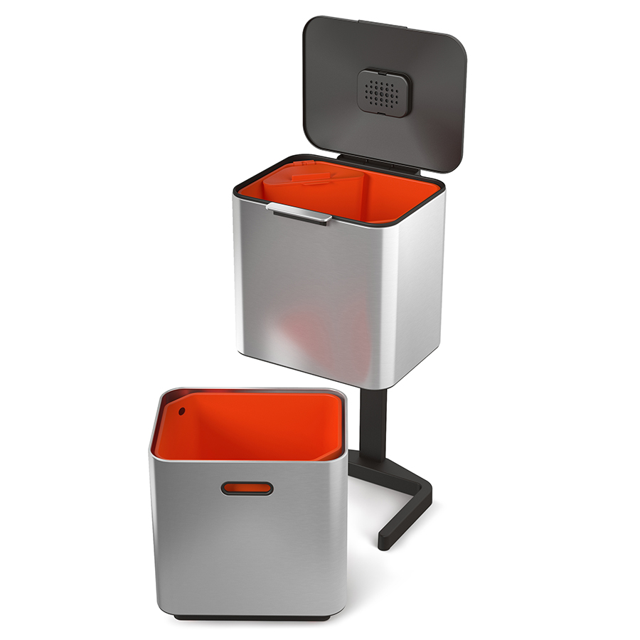 Joseph Joseph Контейнер для сміття з двома баками 60 л металік Totem Compact | https://grandposuda.com.ua