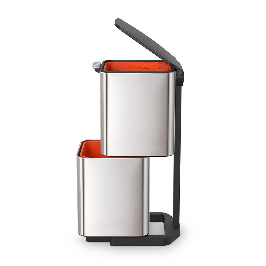 Joseph Joseph Контейнер для сміття з двома баками 60 л металік Totem Compact | https://grandposuda.com.ua