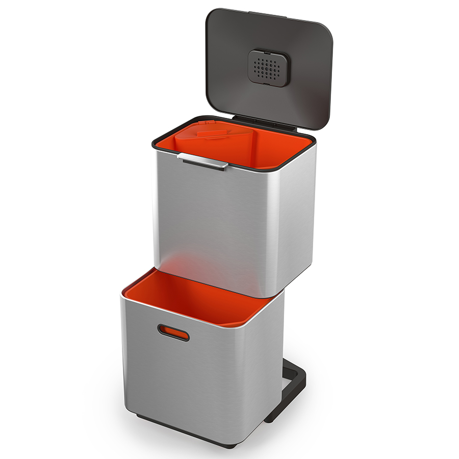 Joseph Joseph Контейнер для сміття з двома баками 60 л металік Totem Compact | https://grandposuda.com.ua