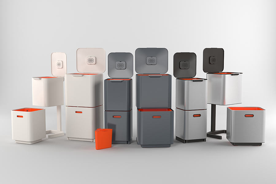 Joseph Joseph Контейнер для мусора с двумя баками 60 л белый Totem Compact | https://grandposuda.com.ua