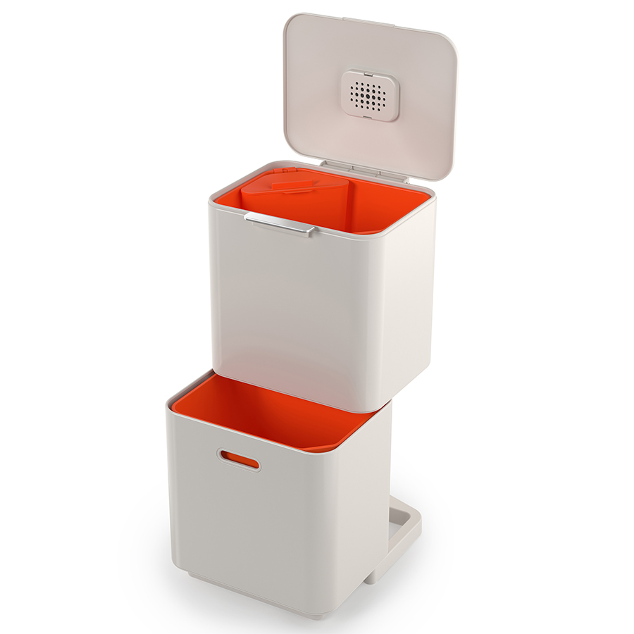 Joseph Joseph Контейнер для сміття з двома баками 60 л білий Totem Compact | https://grandposuda.com.ua