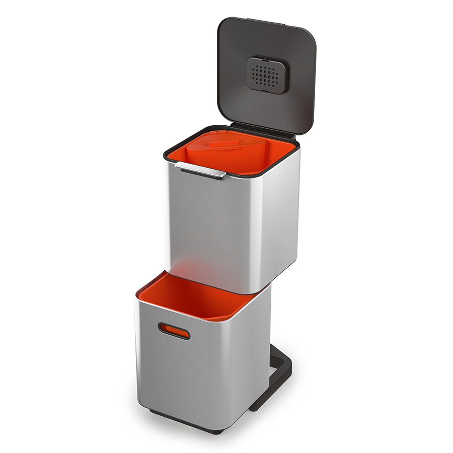 Joseph Joseph Контейнер для сміття з двома баками 40 л металік Totem Compact | https://grandposuda.com.ua
