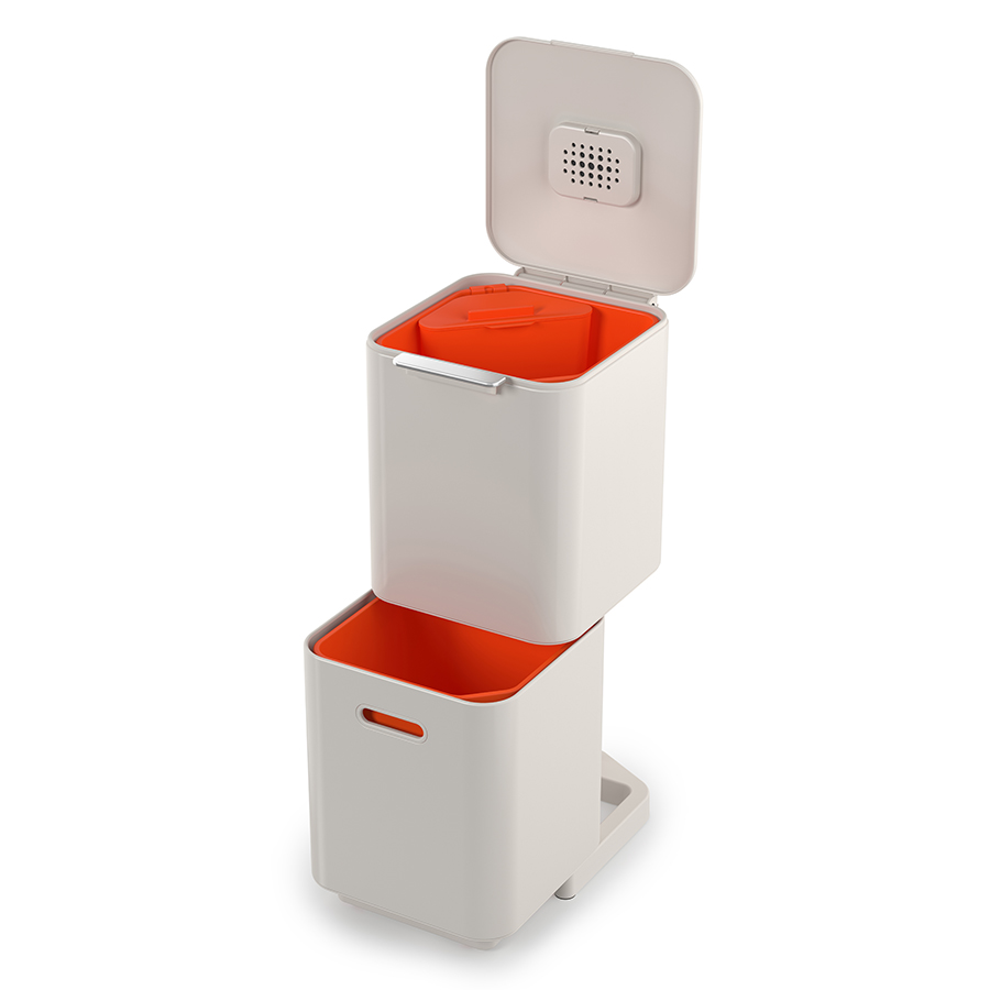 Joseph Joseph Контейнер для сміття з двома баками 40 л білий Totem Compact | https://grandposuda.com.ua