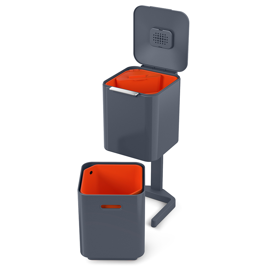 Joseph Joseph Контейнер для сміття з двома баками 40 л графіт Totem Compact | https://grandposuda.com.ua