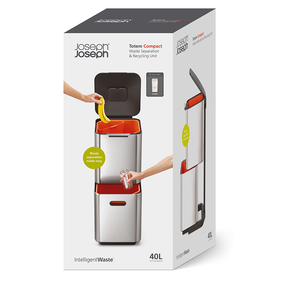 Joseph Joseph Контейнер для сміття з двома баками 40 л графіт Totem Compact | https://grandposuda.com.ua