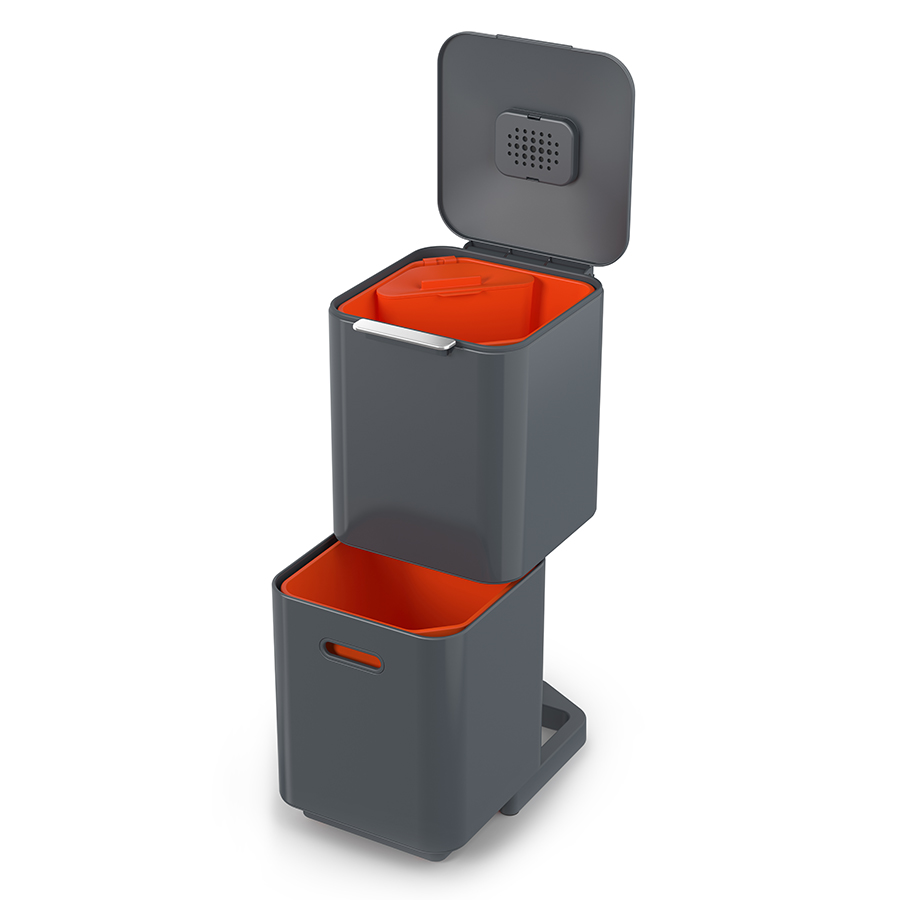 Joseph Joseph Контейнер для сміття з двома баками 40 л графіт Totem Compact | https://grandposuda.com.ua