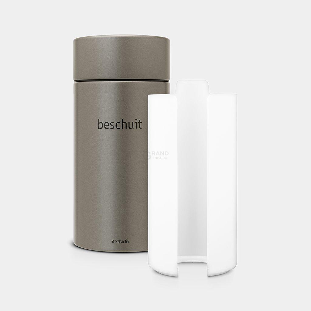 Brabantia Ємність для зберігання печива, 1,7 л платинова | https://grandposuda.com.ua