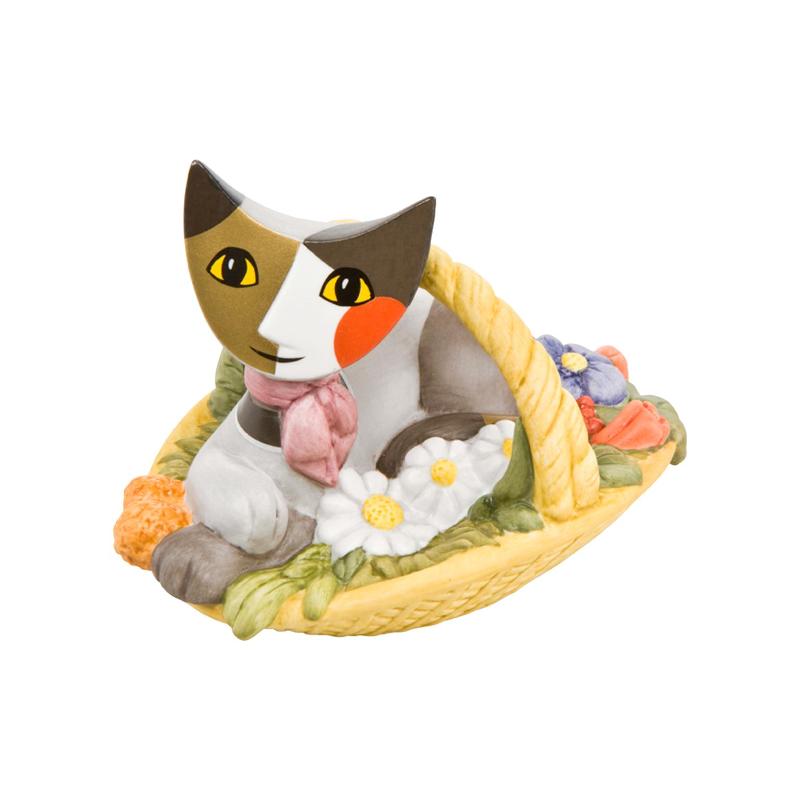 Goebel Фигурка “Кошка в корзинке с цветами” “Rosina Wachtmeister Katzenleben” | https://grandposuda.com.ua