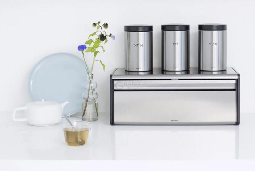 Brabantia Набір ємностей для зберігання кави, чаю та цукру, 1,4 л сталевий матовий | https://grandposuda.com.ua