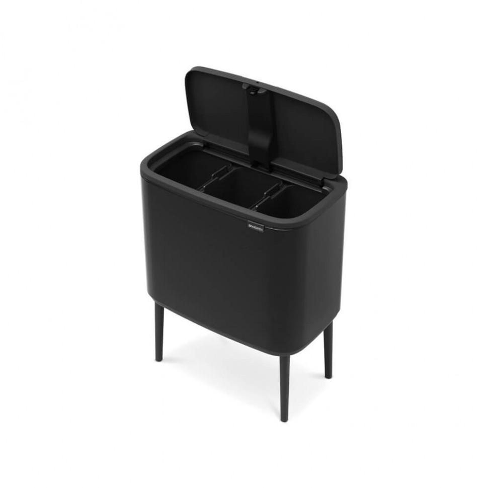 Brabantia Сміттєвий бак 3х11 л чорний матовий Bo Touch Bin | https://grandposuda.com.ua