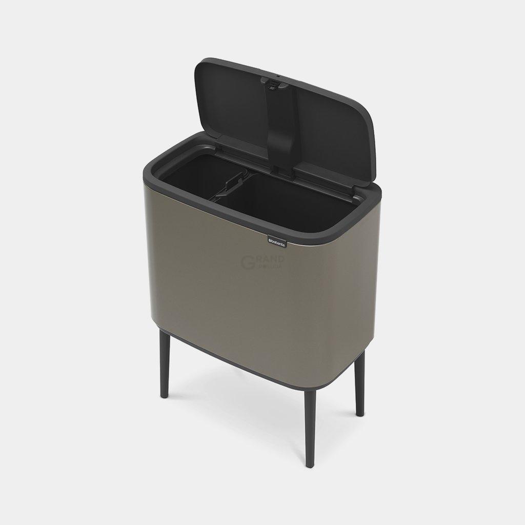 Brabantia Сміттєвий бак 11 + 23 л платиновий Bo Touch Bin | https://grandposuda.com.ua
