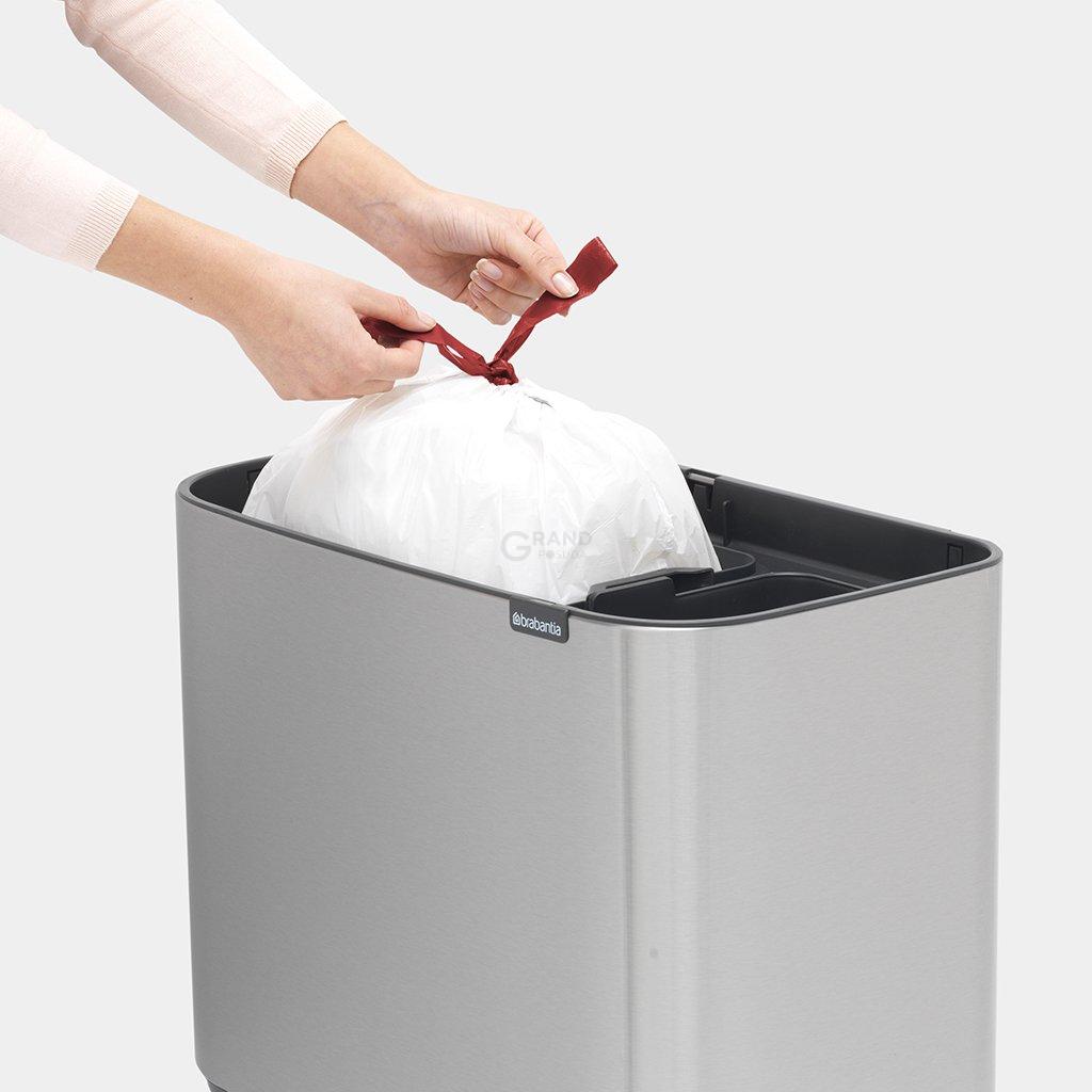 Brabantia Сміттєвий бак 11 + 23 л матова сталь із захистом від відбитків пальців Bo Touch Bin | https://grandposuda.com.ua