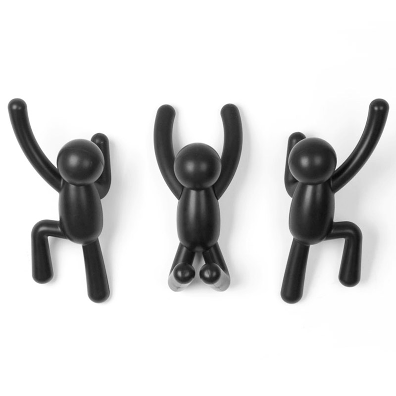 Umbra Вішалки-гачки (3 шт) 8,5х18х6,5 см чорні Buddy | https://grandposuda.com.ua