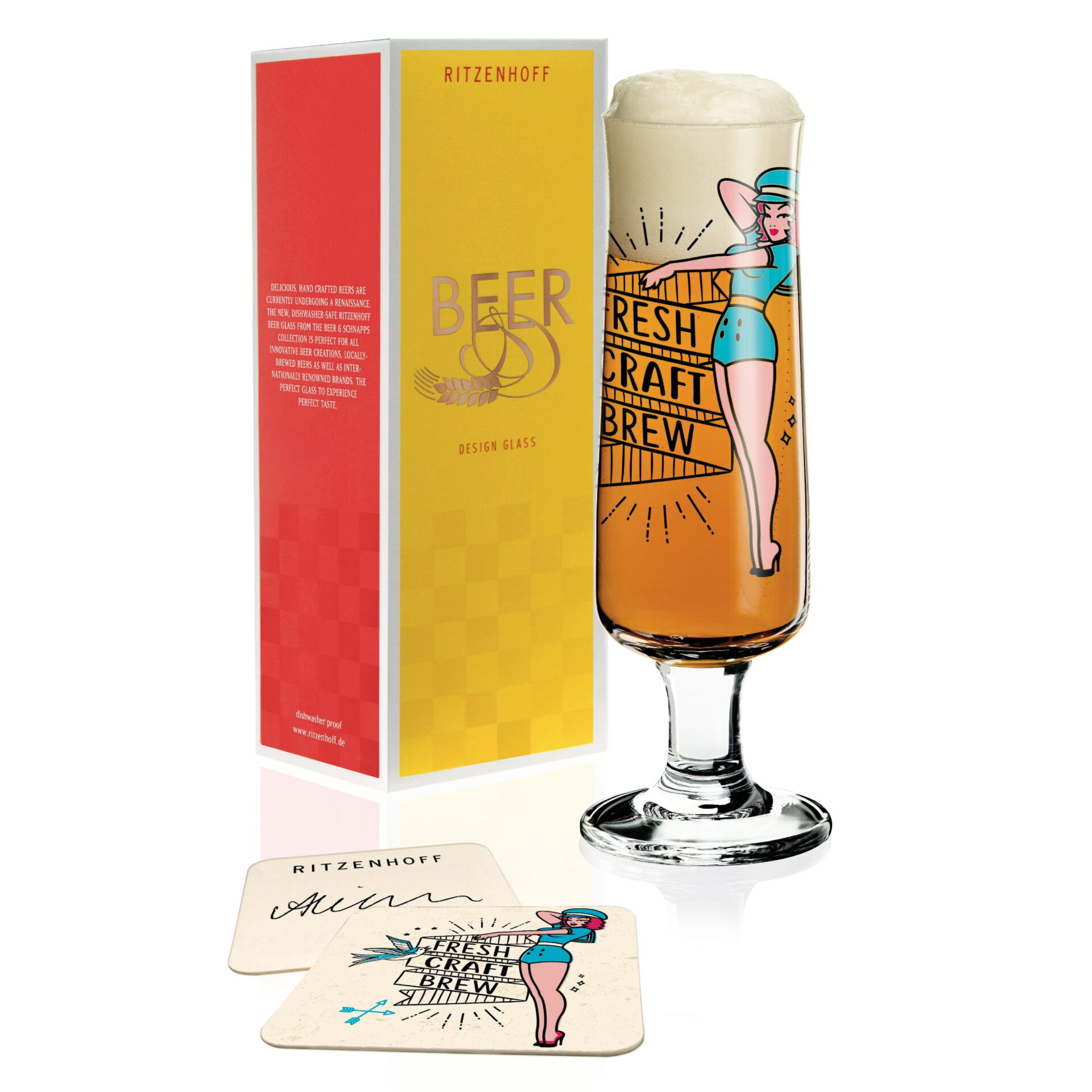 Ritzenhoff Келих з підставками для пшеничного пива 390 мл, 6 предметів Alice Wilson New Beer | https://grandposuda.com.ua