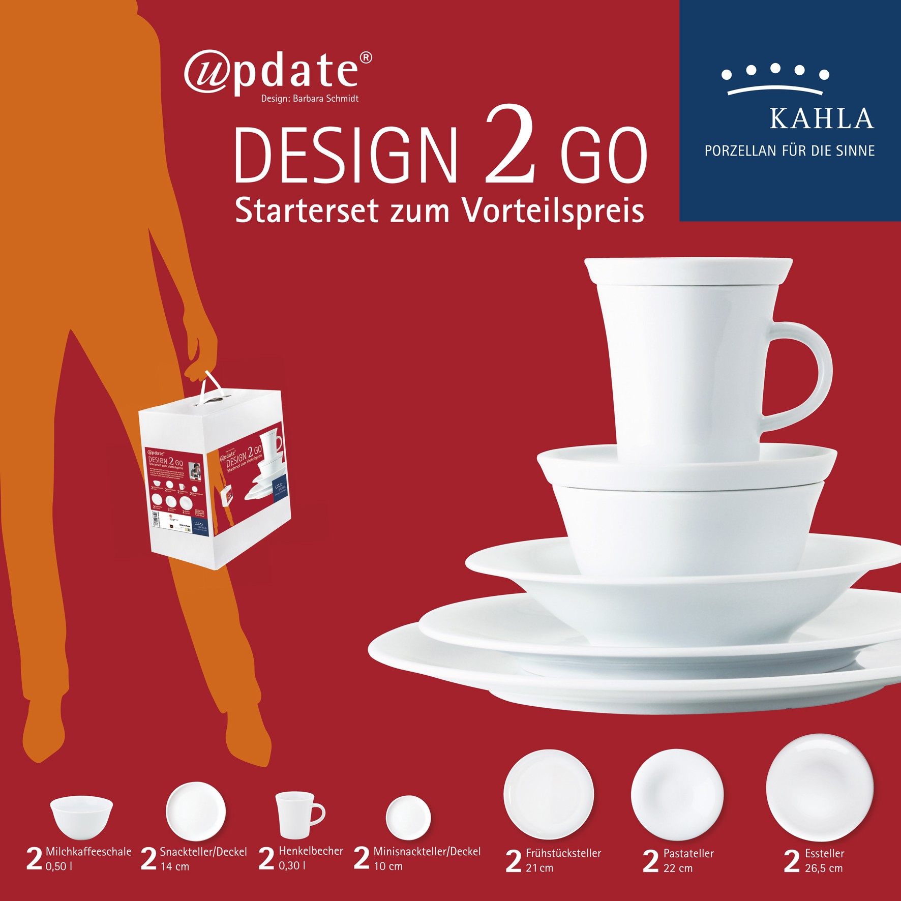Kahla Набір столового посуду 14 предметів білий Update Design 2 Go | https://grandposuda.com.ua
