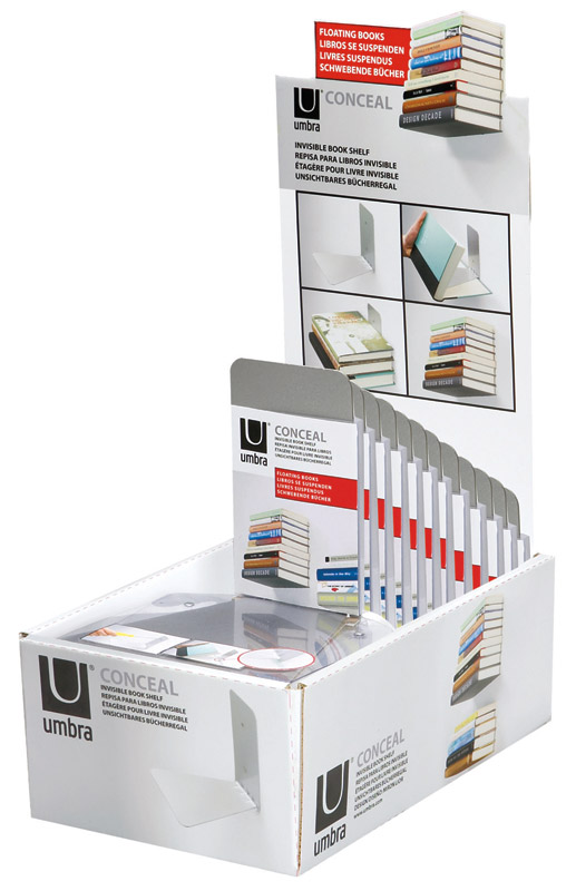 Umbra Полка книжная 18х14х18 см металлик Conceal | https://grandposuda.com.ua