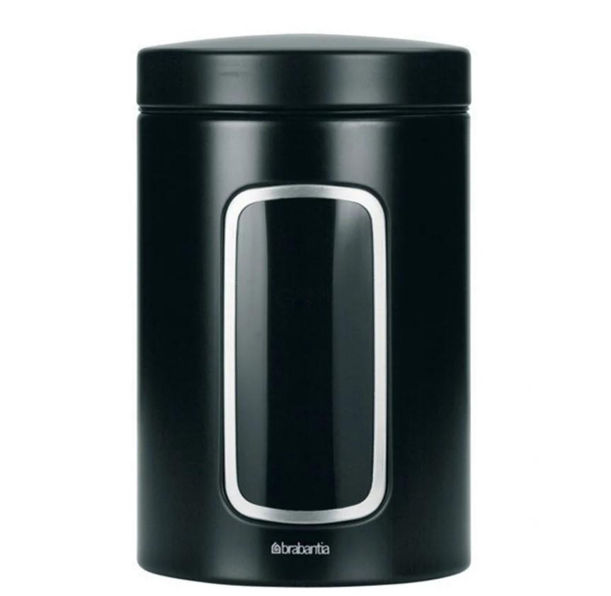 Brabantia Емкость для хранения сыпучих продуктов с окном 1,4 л матовая черная | https://grandposuda.com.ua