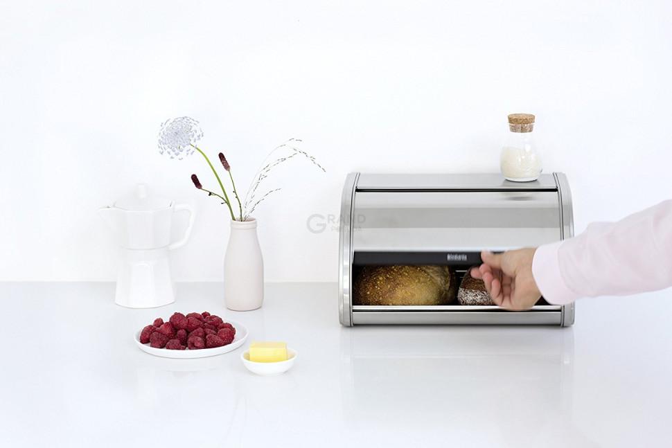 Brabantia Хлебница со сдвигающейся крышкой (малая) матовая стальная 17,3х31,6х26,5 см | https://grandposuda.com.ua