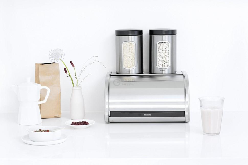 Brabantia Хлебница со сдвигающейся крышкой (малая) матовая стальная 17,3х31,6х26,5 см | https://grandposuda.com.ua