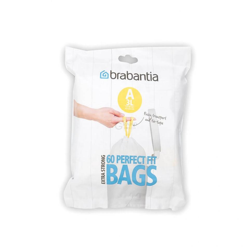 Brabantia Пакети для сміття, 3 л, розмір А, 60 шт білих | https://grandposuda.com.ua