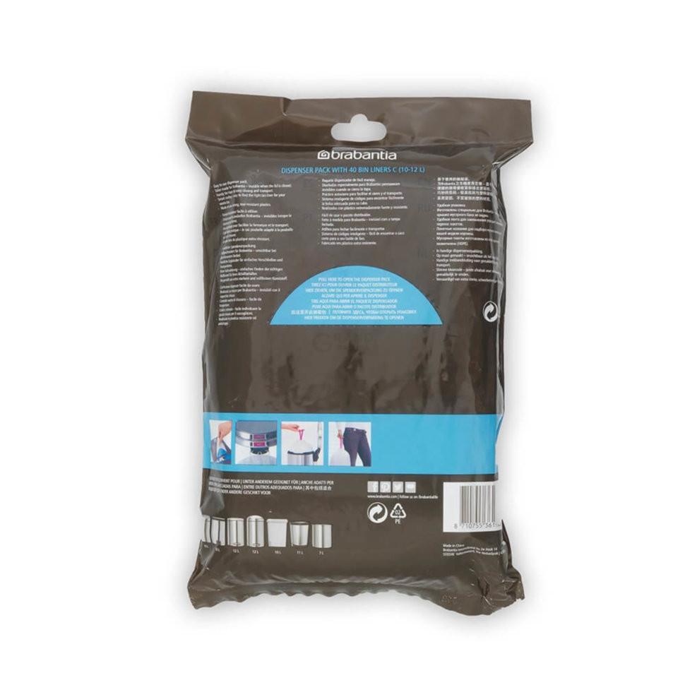 Brabantia Пакети для сміття, 10/12 л, розмір С, 40 шт білих | https://grandposuda.com.ua