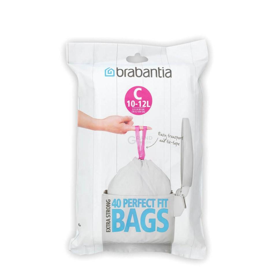 Brabantia Пакети для сміття, 10/12 л, розмір С, 40 шт білих | https://grandposuda.com.ua