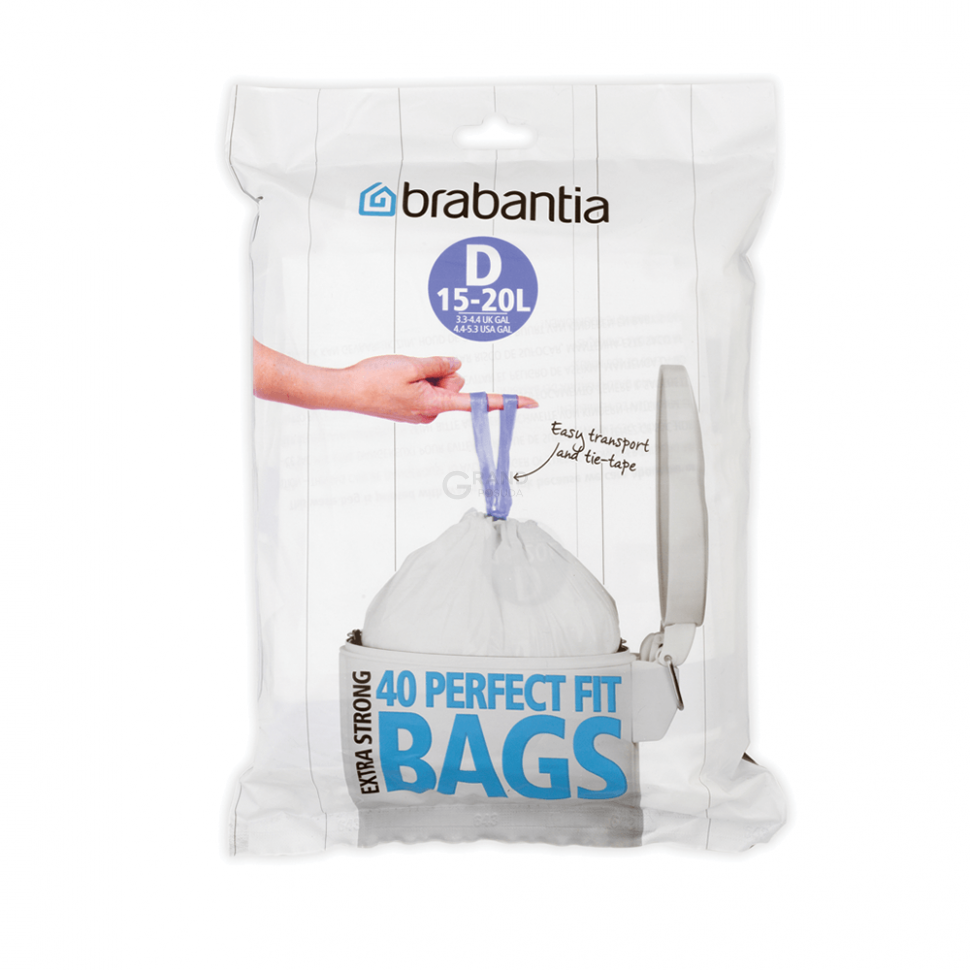 Brabantia Пакети для сміття, 15/20 л, розмір D 40 шт білих | https://grandposuda.com.ua