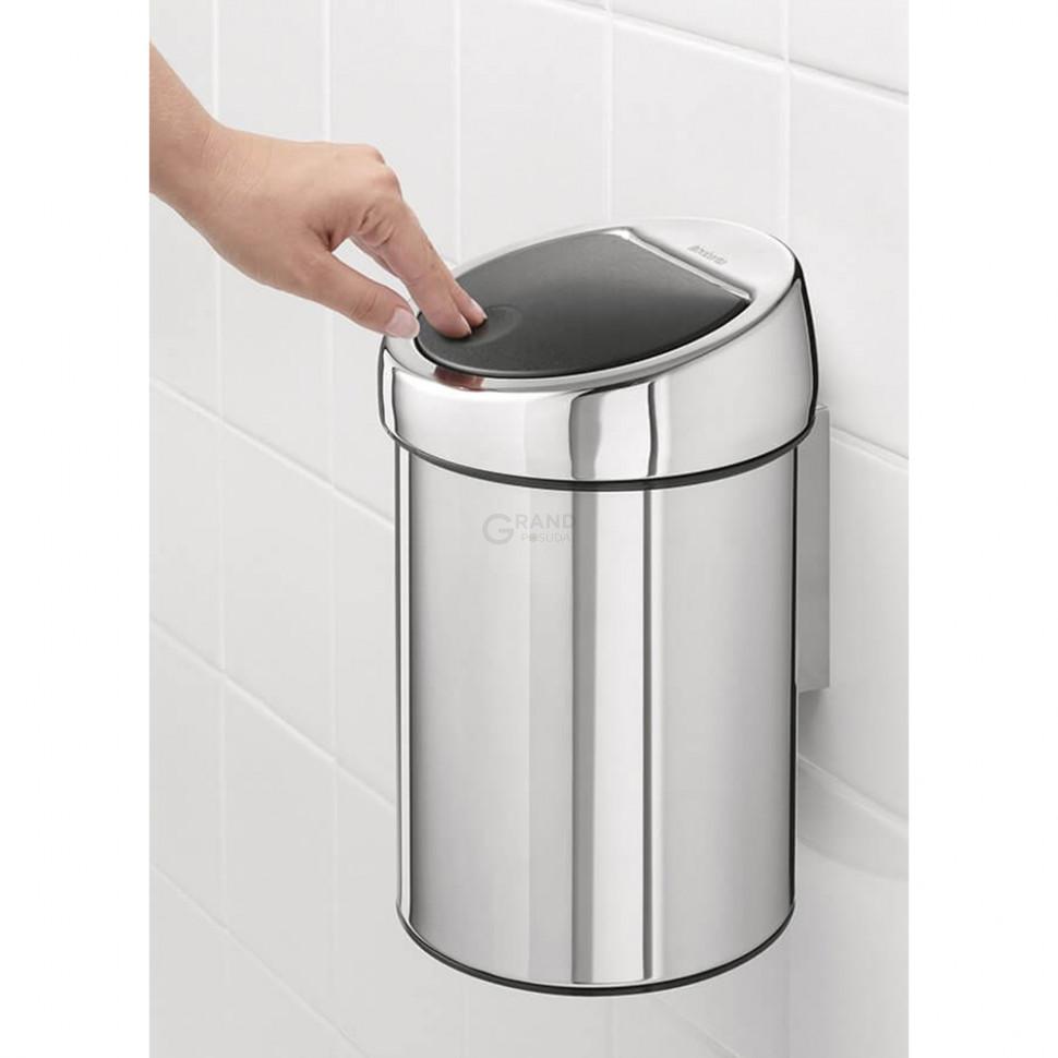 Brabantia Сміттєвий бак 3 л глянсовий сталевий Touch Bin | https://grandposuda.com.ua