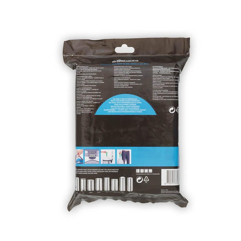 Brabantia Пакети для сміття, 23/30 л, розмір G, 40 шт білих | https://grandposuda.com.ua