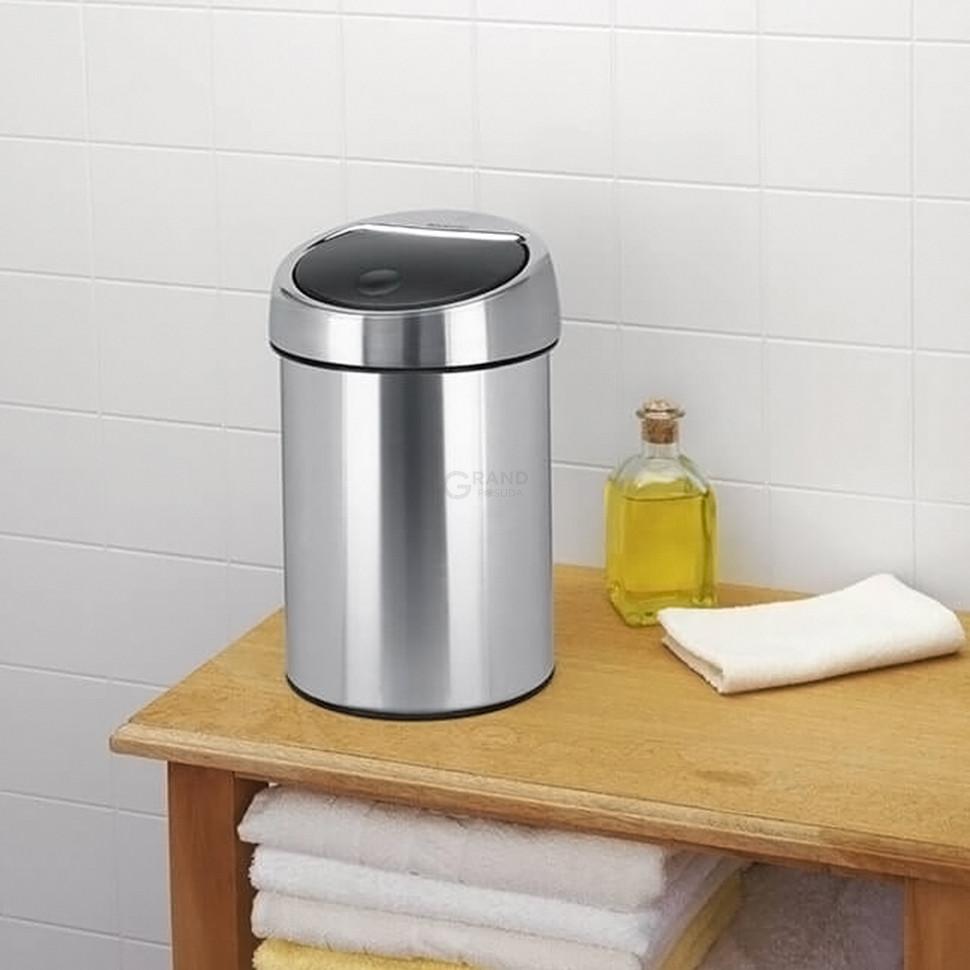 Brabantia Сміттєвий бак 3 л матовий сталевий з захистом від відбитків пальців Touch Bin | https://grandposuda.com.ua