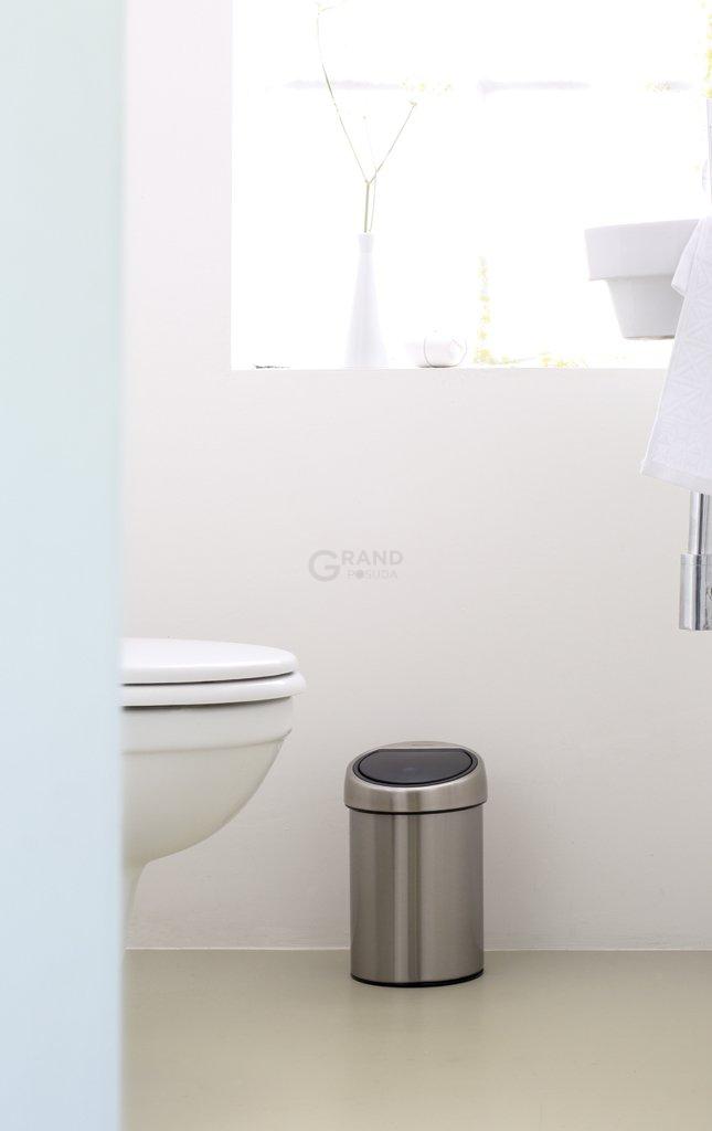 Brabantia Сміттєвий бак 3 л матовий сталевий з захистом від відбитків пальців Touch Bin | https://grandposuda.com.ua