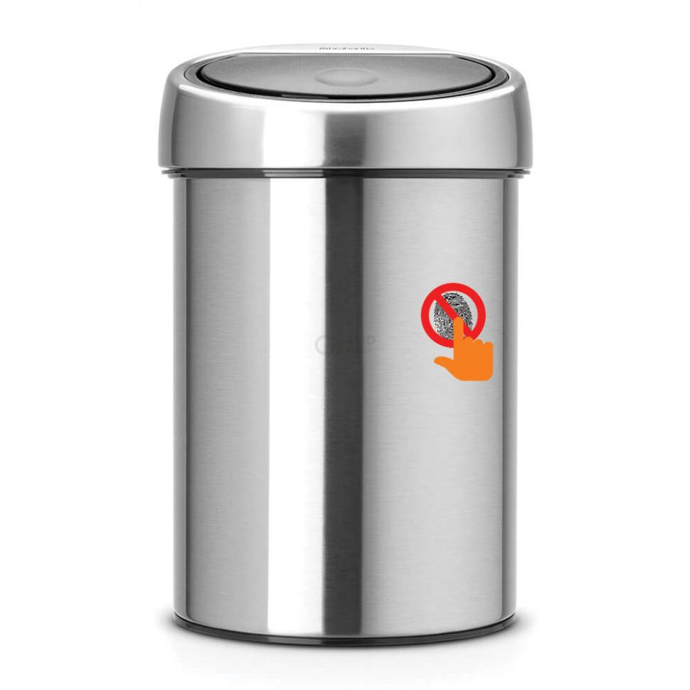 Brabantia Сміттєвий бак 3 л матовий сталевий з захистом від відбитків пальців Touch Bin | https://grandposuda.com.ua