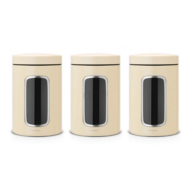 Brabantia Набір ємностей для зберігання сипучих продуктів з вікном 3 предмета, 1,4 л мигдальних | https://grandposuda.com.ua