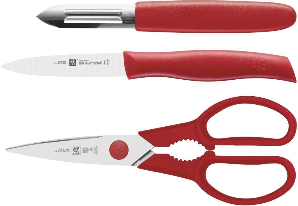 Zwilling Набір ножів 3 предмети червоний Twin Grip | https://grandposuda.com.ua