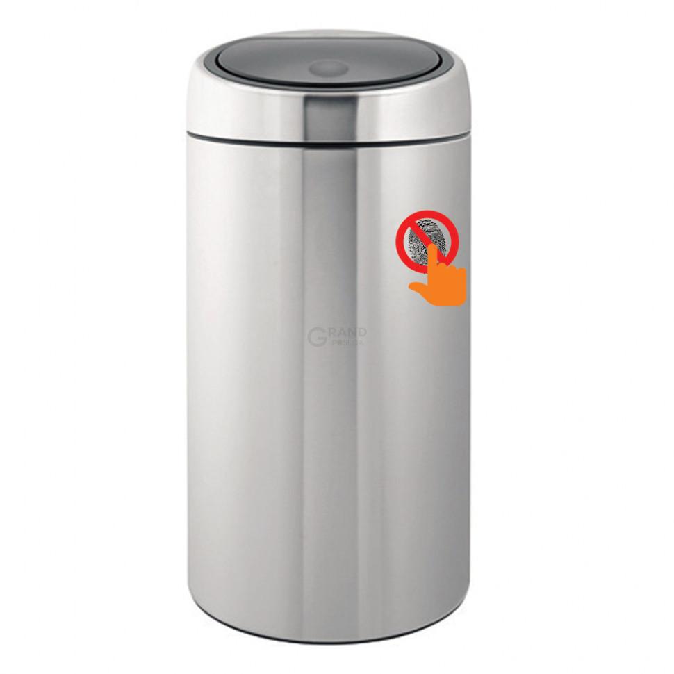 Brabantia Сміттєвий бак 45 л матова сталь із захистом від відбитків пальців Touch Bin | https://grandposuda.com.ua