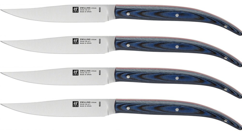 Zwilling Набір ножів для стейка 4 предмета блакитна микарта Steak Knife | https://grandposuda.com.ua