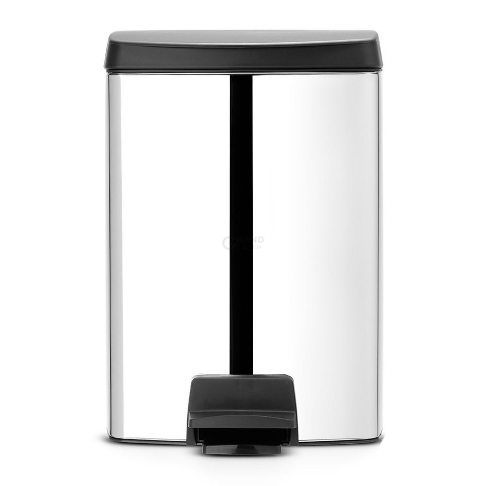 Brabantia Прямокутний сміттєвий бак з педаллю 10 л безшумний сталевий глянсовий Pedal Bin | https://grandposuda.com.ua