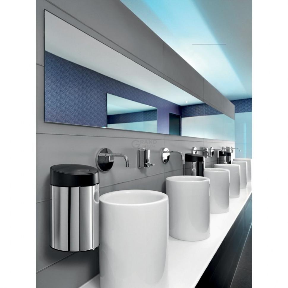 Brabantia Сміттєвий бак 5 л глянсовий сталевий, чорна пластикова кришка Slide Bin | https://grandposuda.com.ua