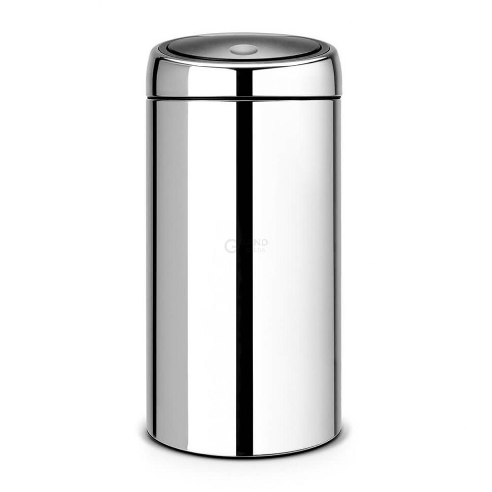 Brabantia Двосекційний сміттєвий бак 2 х 20 л, глянцева сталь 2 пластикових внутрішніх відра Touch Bin | https://grandposuda.com.ua